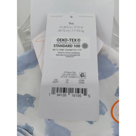 Baby Boy 3 Piece Sleeper Pajama Set with Hat and Mittens - Carter's - Size 9m - Picture 4 of 4